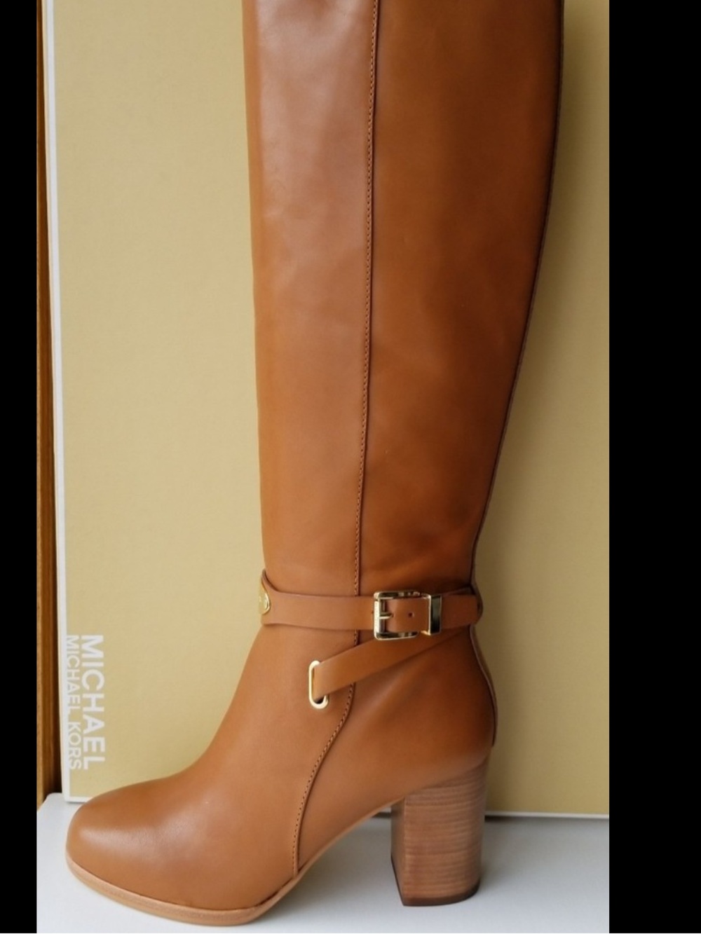 Michael Kors 8.5 Arley luggage leather knee-high boots